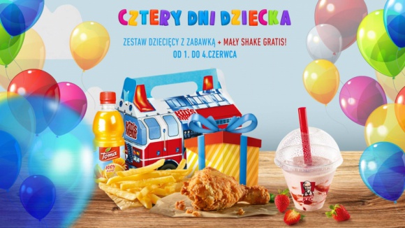 W KFC Dzień Dziecka potrwa aż 4 dni! LIFESTYLE, Dziecko - 1 czerwca to dzień, którego z niecierpliwością wyczekują wszystkie dzieci. Z okazji ich święta, sieć restauracji KFC przygotowała dla najmłodszych wiele atrakcji i specjalną ofertę promocyjną.